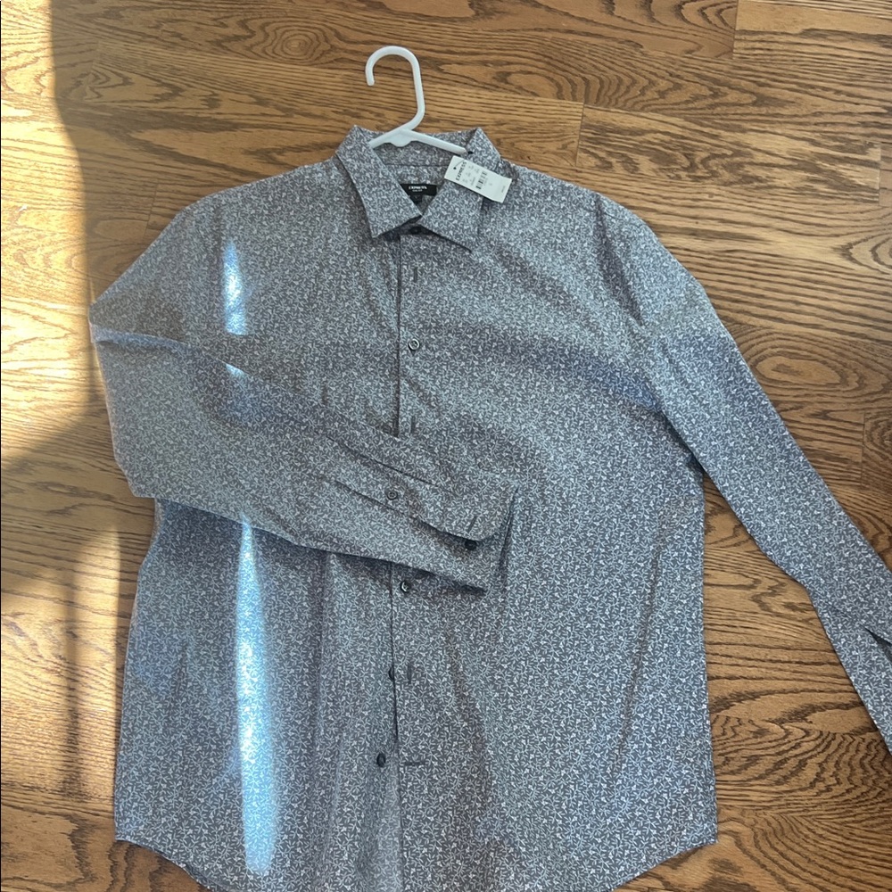 Express Black and White Patterned Casual Shirt